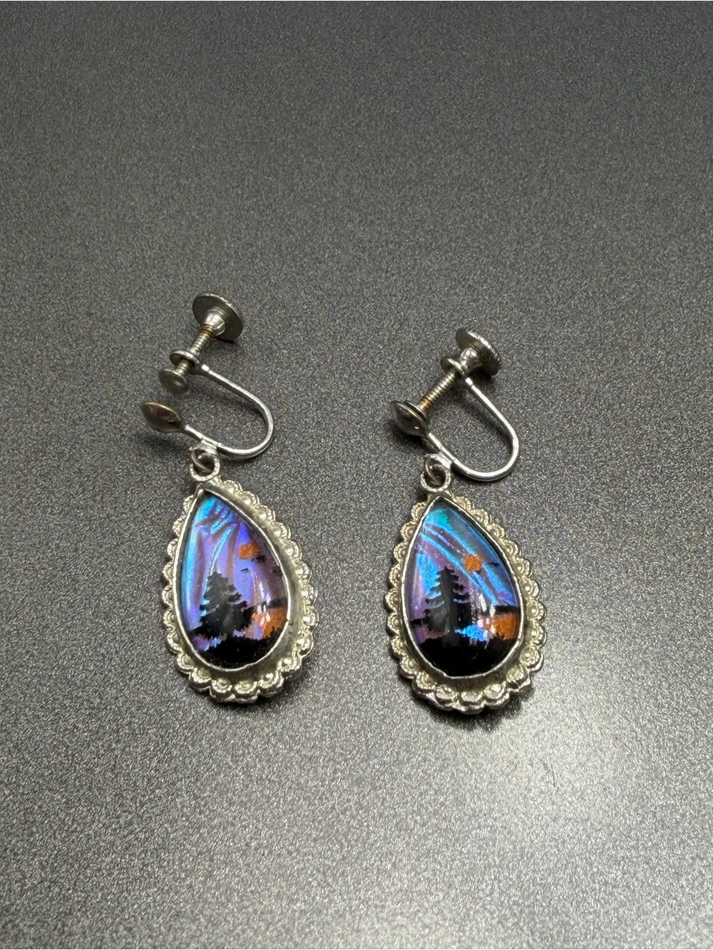 Vintage Butterfly Wing Scenic Earrings